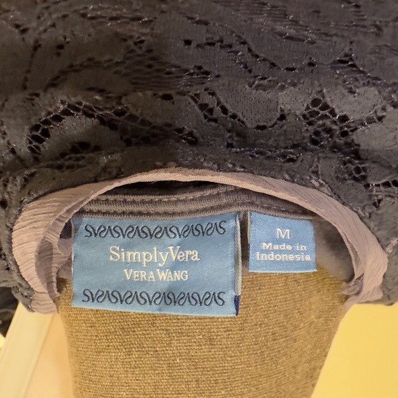 Simply Vera Dark Blue Lace Overlay Dress - Picture 4 of 5